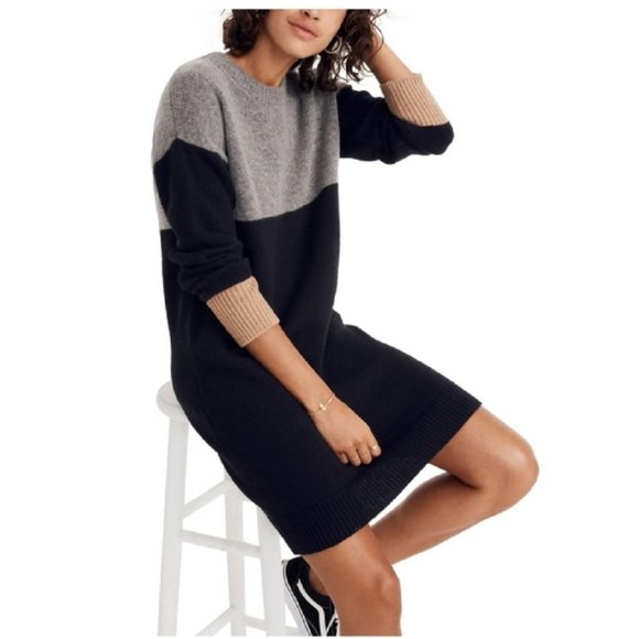 Madewell Dresses & Skirts - Madewell Wool Colorblock Sweater Dress XS NWT
